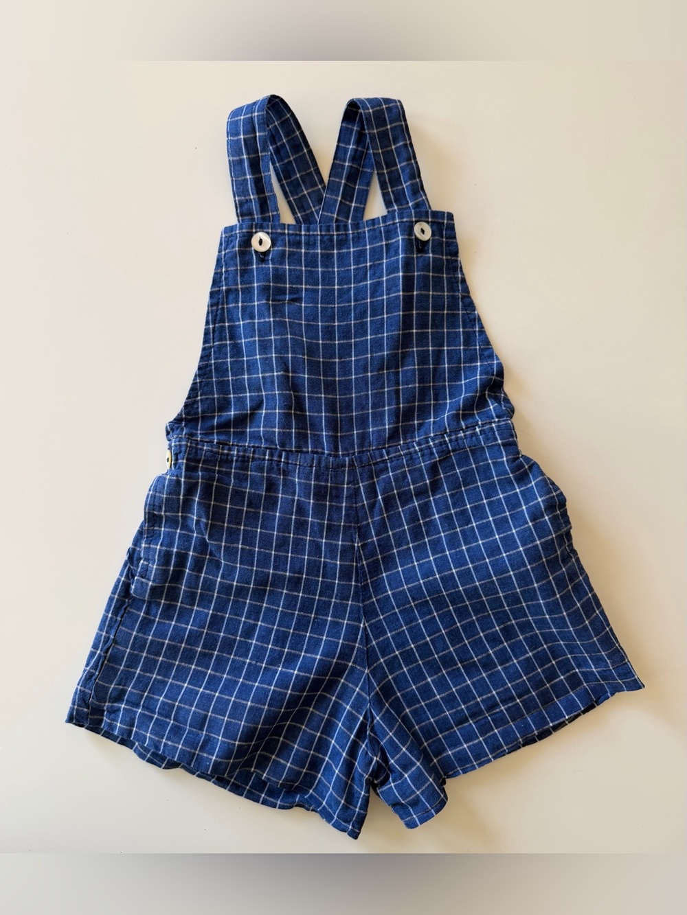 Blue Plaid Baby/Toddler Overalls Shorts